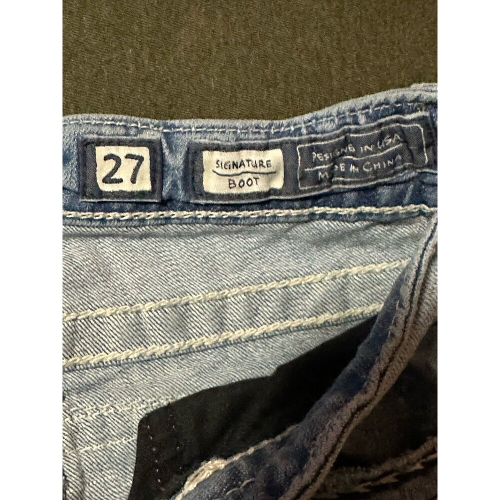 Miss Me Jeans Size 27 Light Blue Signature Leaf Vines Embroidered Pocket 29x30 - Picture 5 of 7